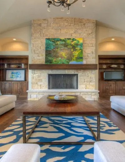 Living room with a fireplace