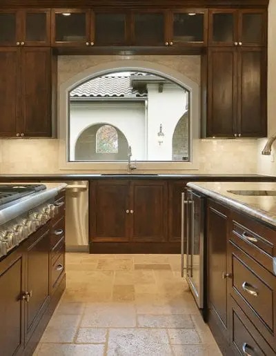 Kitchen with wooden cabinets