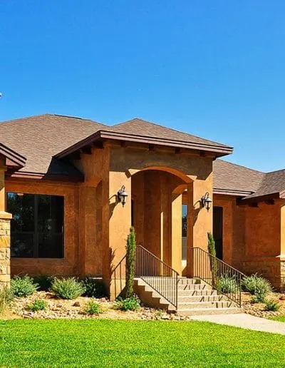 A house with stairs in the front